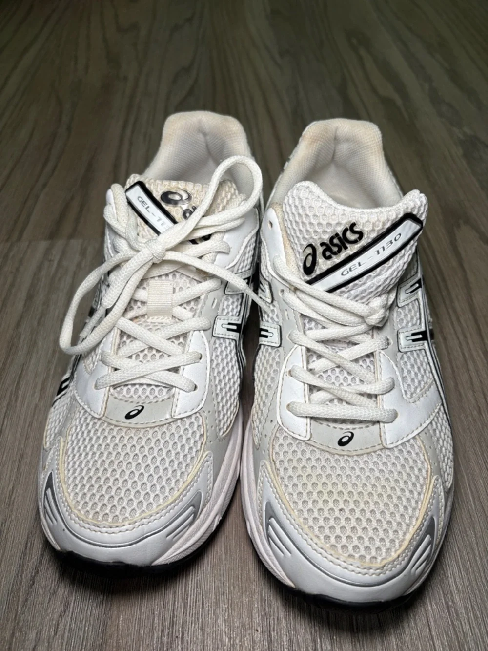 Asics White and Black Mesh Athletic Sneakers - Picture 2 of 7